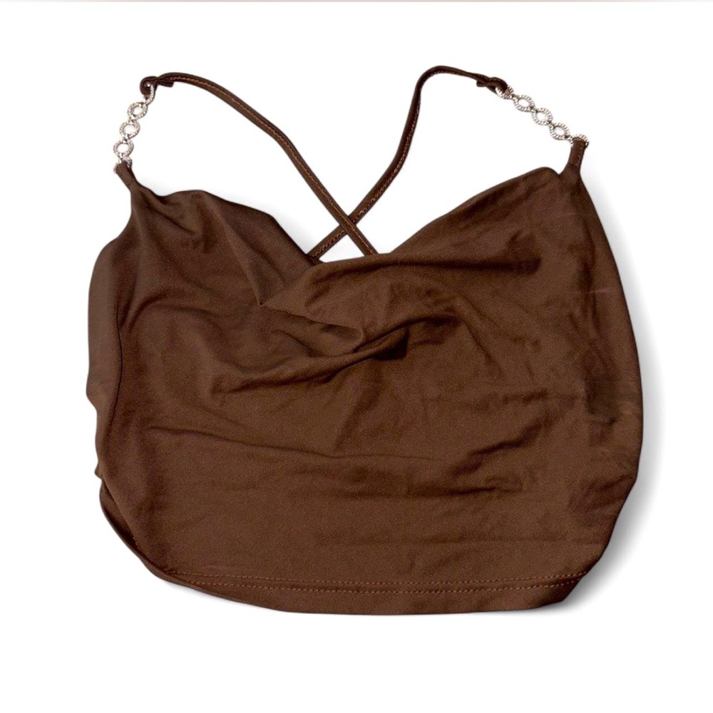 Brown Sparkly Tank Top
No brand bought in Italy 
Size: Small